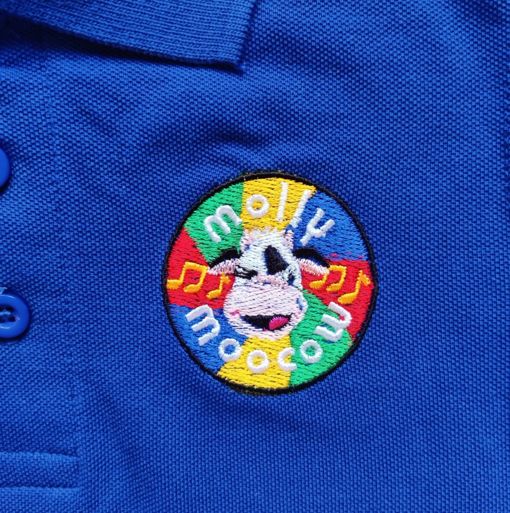 Molly Moocow Blue Polo Shirt - Logo detail